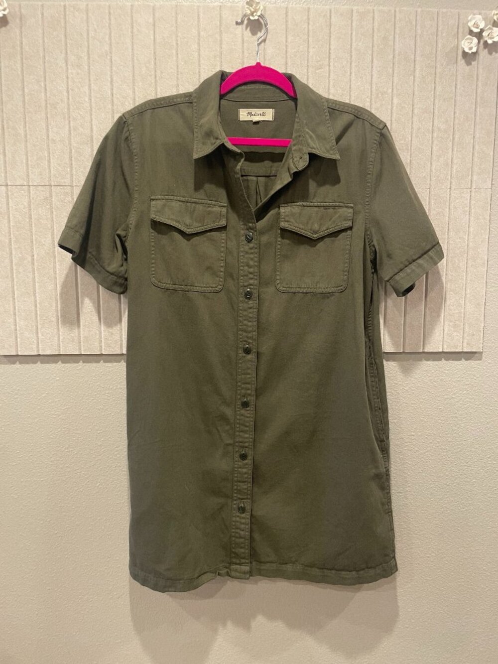 Madewell Cargo Green Shirt Dress Medium